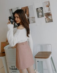 Single Strap Buttoned Knit Crop Top