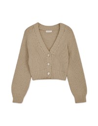 V Neck Button Up Loose Knit Crop Top