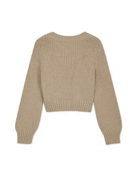 V Neck Button Up Loose Knit Crop Top