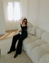 High Waisted Knit Knit Loose Pants