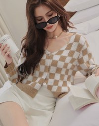 【Porima' Picks】 Tweed Plaid Knit Crop Top