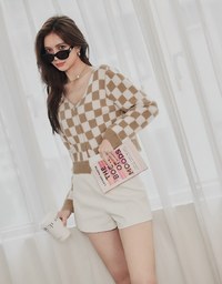【Porima' Picks】 Tweed Plaid Knit Crop Top