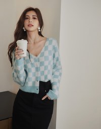 【Porima' Picks】 Tweed Plaid Knit Crop Top