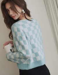 【Porima' Picks】 Tweed Plaid Knit Crop Top
