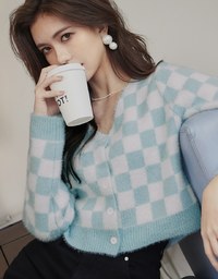【Porima' Picks】 Tweed Plaid Knit Crop Top