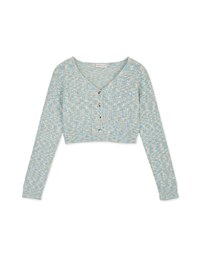 【Porima' Picks】V Neck Mixed Color Buttoned Knit Crop Top