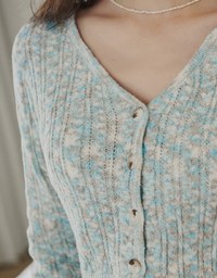 【Porima' Picks】V Neck Mixed Color Buttoned Knit Crop Top