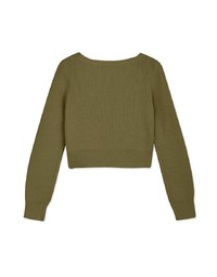 V Neck Buttoned Wool Knit Top