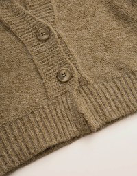 Small V Double Button Plush Knit Sweater