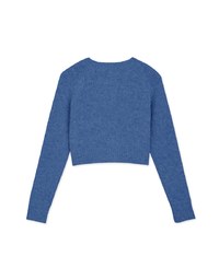 Small V Double Button Plush Knit Sweater