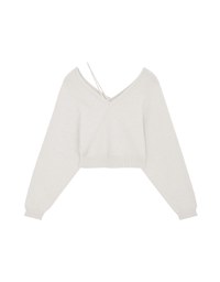 V-Neck Single Thread Tweed Knit Crop Top