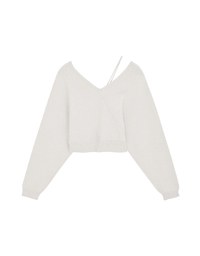 V-Neck Single Thread Tweed Knit Crop Top