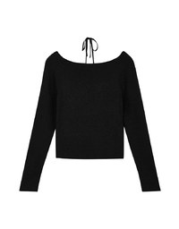 Small V Neck Tie Knit Long Sleeve Top