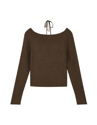 Small V Neck Tie Knit Long Sleeve Top