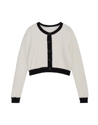 Knit Loose Blazer Jacket With Colorful Piping And Buttons
