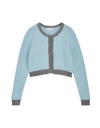 Knit Loose Blazer Jacket With Colorful Piping And Buttons
