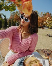 Button-Up Knit Cropped Top