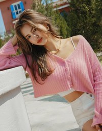 Button-Up Knit Cropped Top