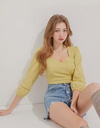 Heart Neck Embroidered Top