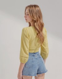 Heart Neck Embroidered Top