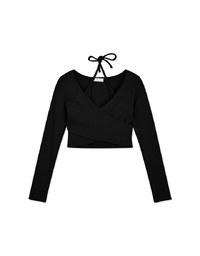 Cross Neck Strap Fake Two Piece Knit Crop Top