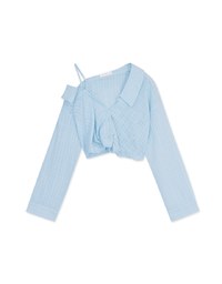 Sheer Check Crop Blouse Shirt