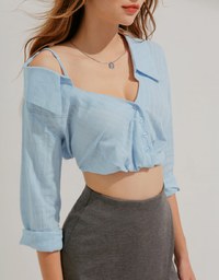 Sheer Check Crop Blouse Shirt