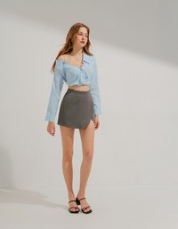 Sheer Check Crop Blouse Shirt
