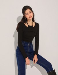 Halter Layered Knit Top