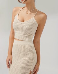Cutout Textured Bodycon Slit Skirt