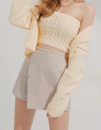 Diagonal Button Checked Skorts