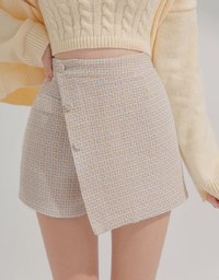 Diagonal Button Checked Skorts
