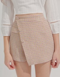 Diagonal Button Checked Skorts