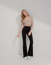 Tailorable Elastic High Waisted Flared Pants