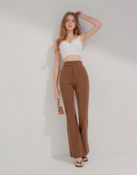 Tailorable Elastic High Waisted Flared Pants