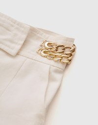 Side Gold Chain Wide Trousers
