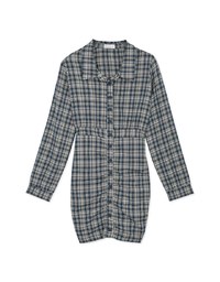 Lapel-Collar Checked Cropped Button-Up Mini Dress