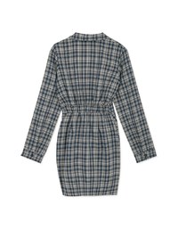 Lapel-Collar Checked Cropped Button-Up Mini Dress