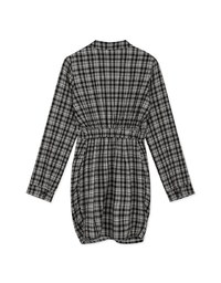 Lapel-Collar Checked Cropped Button-Up Mini Dress