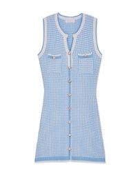 Houndstooth Contrast Gold Buckle Mini Dress