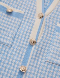 Houndstooth Contrast Gold Buckle Mini Dress