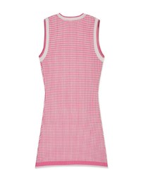 Houndstooth Contrast Gold Buckle Mini Dress