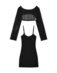 Two-Piece Sheer Knit Fitted Dress