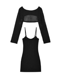 Two-Piece Sheer Knit Fitted Dress