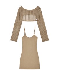 Two-Piece Sheer Knit Fitted Dress