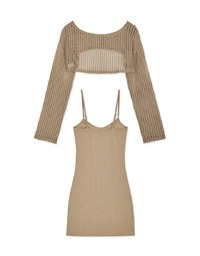 Two-Piece Sheer Knit Fitted Dress
