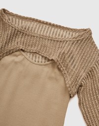 Two-Piece Sheer Knit Fitted Dress