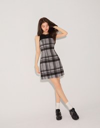 Playful Splica Plaid Vest Dress
