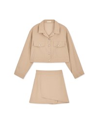 Lapel Buttoned Irregular Skirt Set