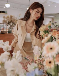 Lapel Buttoned Irregular Skirt Set